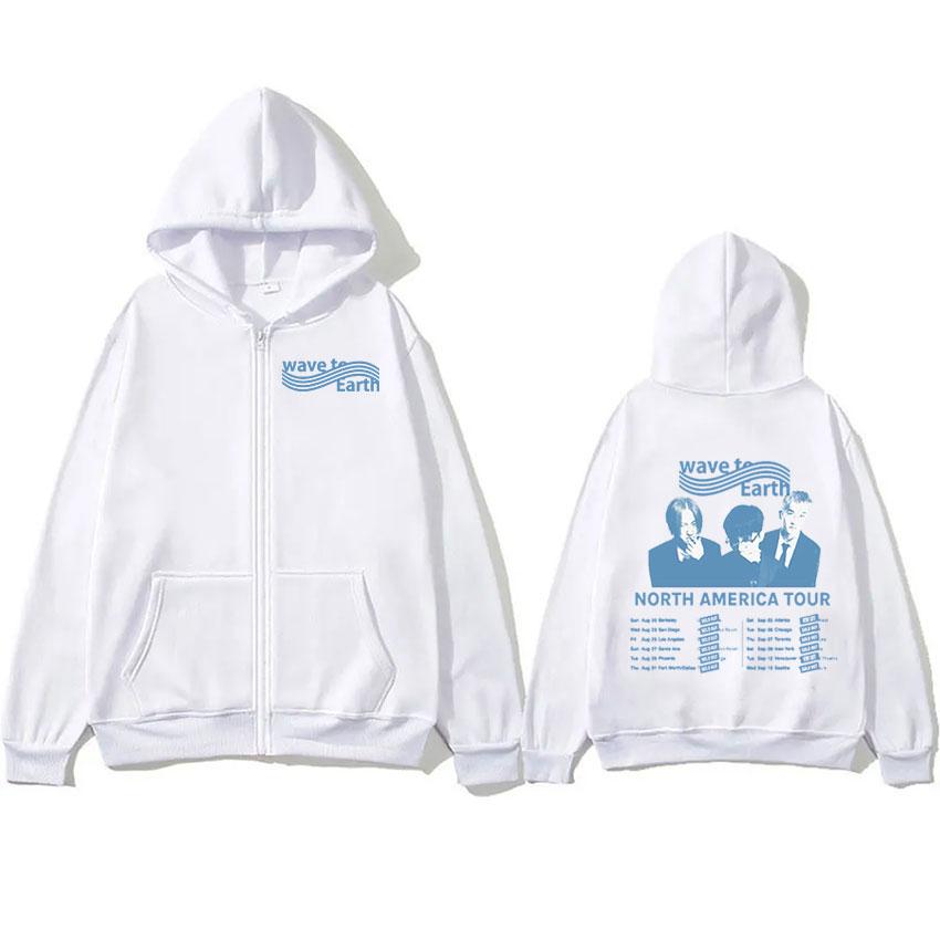 Sudadera con capucha con cremallera para hombre de la gira de Wave To Earth, hip hop coreana, jersey, chaqueta unisex, moda, sudaderas con capucha oversize, ropa de calle