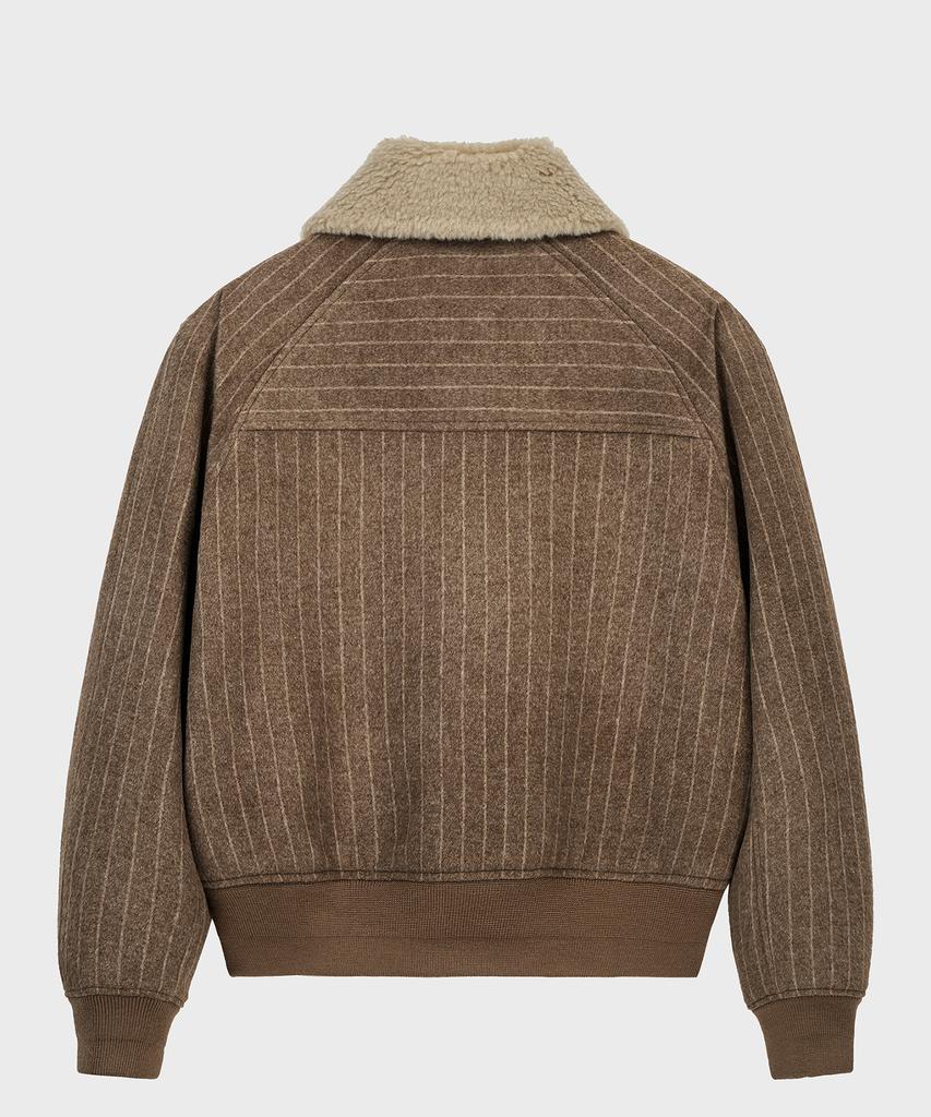 Noirer Shearling Wool Striped Blouson (Camel)