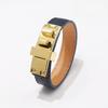 Trendy Punk Lychee Grain Single Loop Leather Belt Buckle Alloy Pu Bracelet Hot Selling Bangle