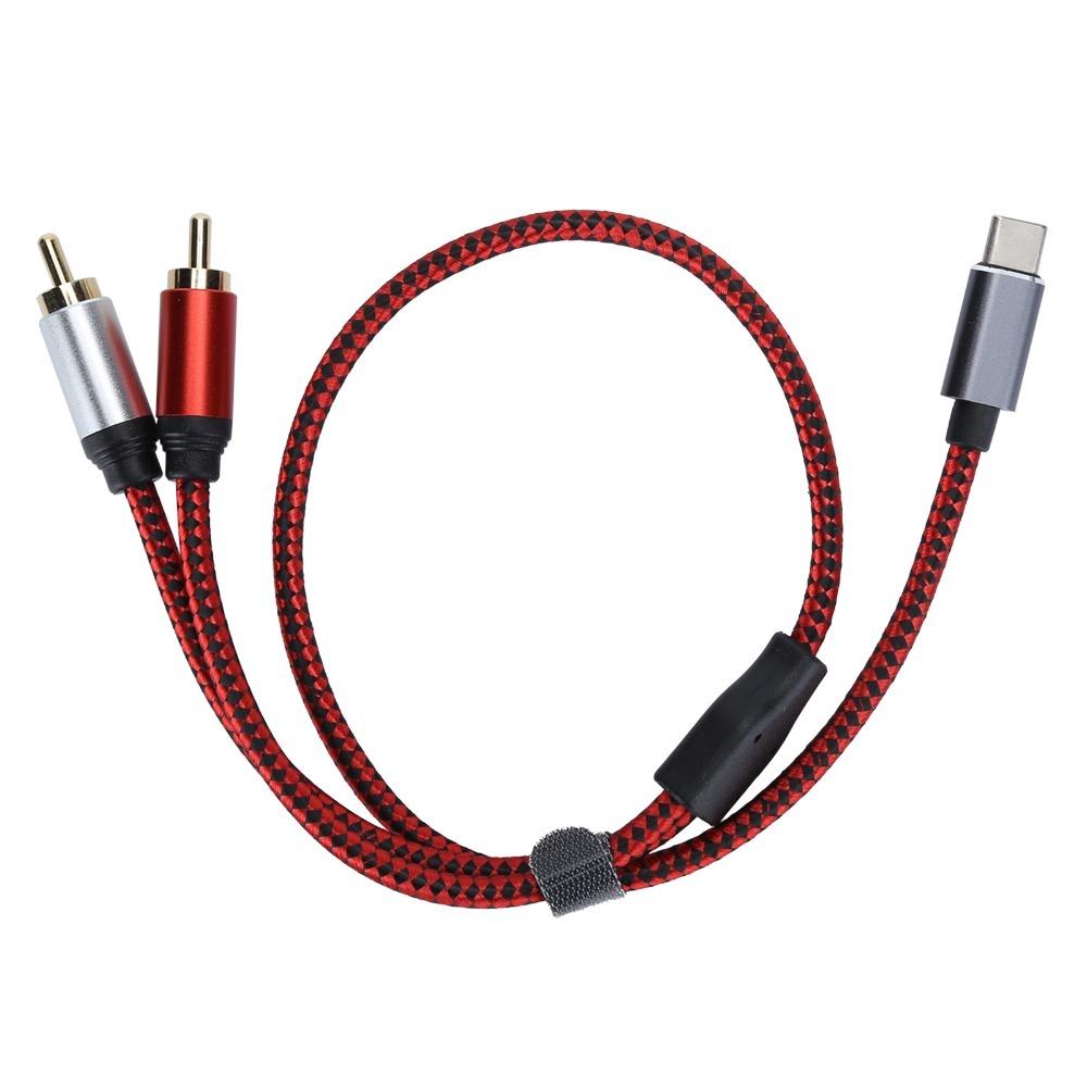 

Plug and Play USB C to 2RCA Gold Plating Male to Male Y Splitter Cable Phone Sound 0.5m/1.6ft