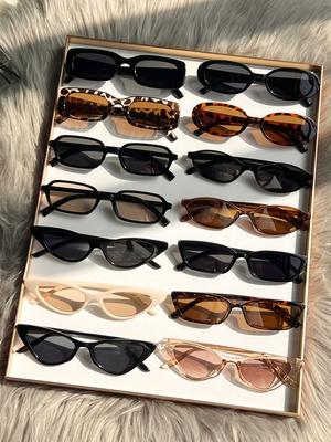 [Qualità PC] Set da 8/14 pezzi di occhiali da sole da donna alla moda misti/montatura chic nera, tartarugata e leopardata/Un regalo perfetto per la famiglia