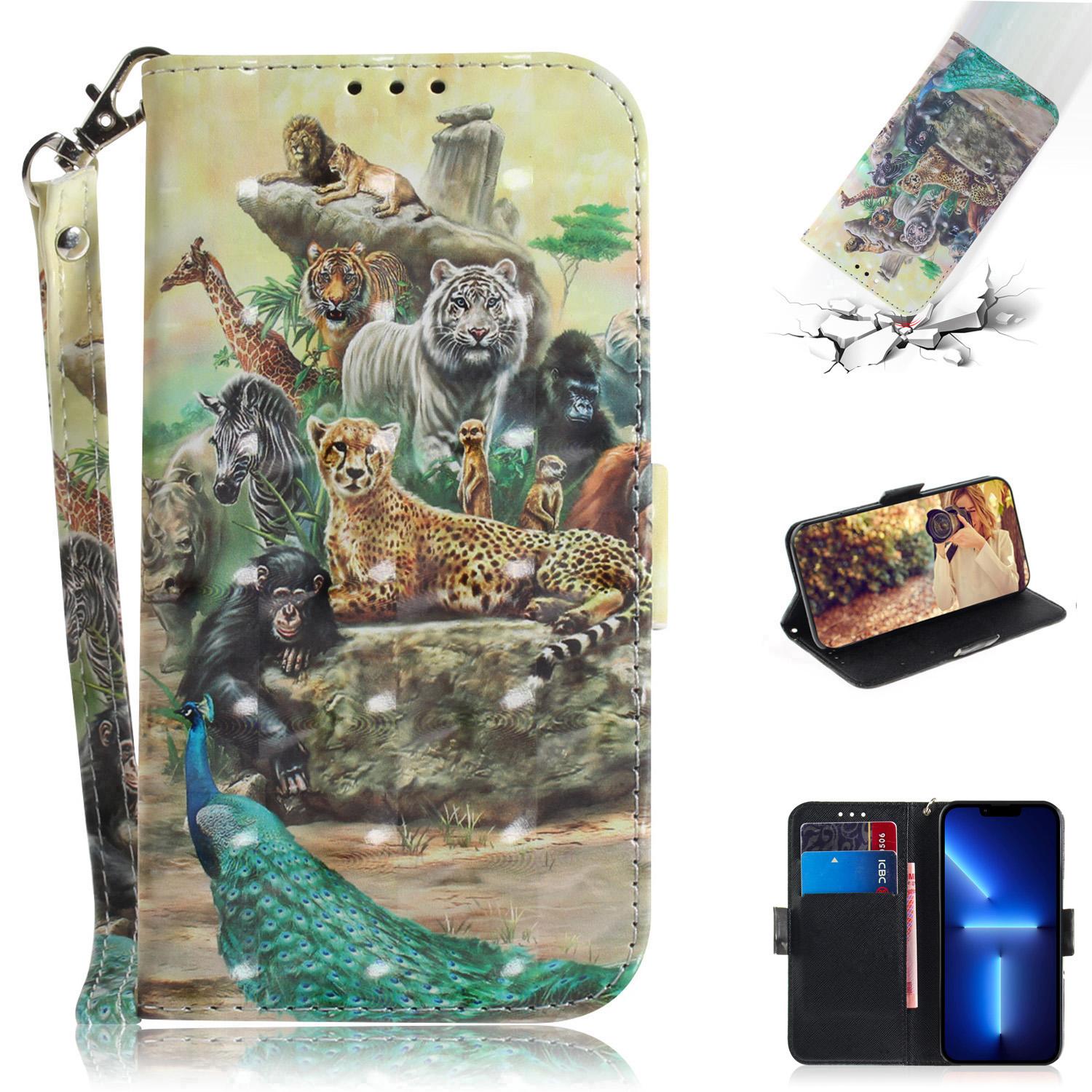 

Кошелек-книжка с 3D-рисованием и рисунком зоопарка, чехол из искусственной кожи с iPhone Samsung Umidigi Infinix TECNO... Подходит для более чем 900 моделей телефонов