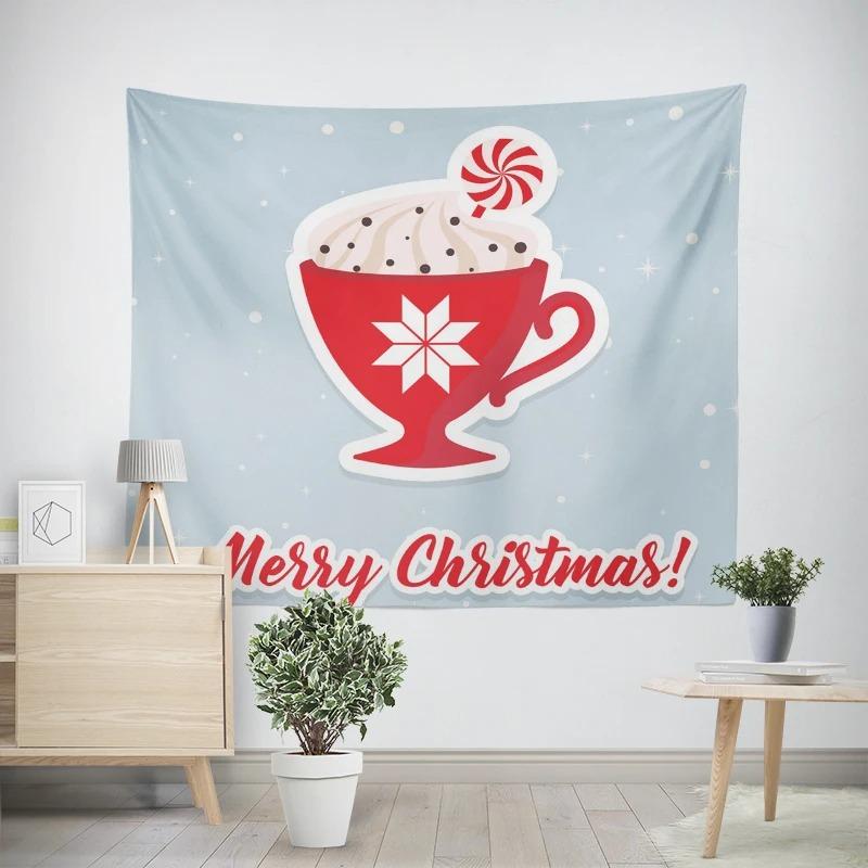 Christmas New Year Candy Coffee Pattern Living Room Bedroom Decorative Tapestry