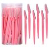40-Piece Stainless Steel Eyebrow Razor Set with Protective Net - Long Handle, Anti-Scratch Makeup Tools