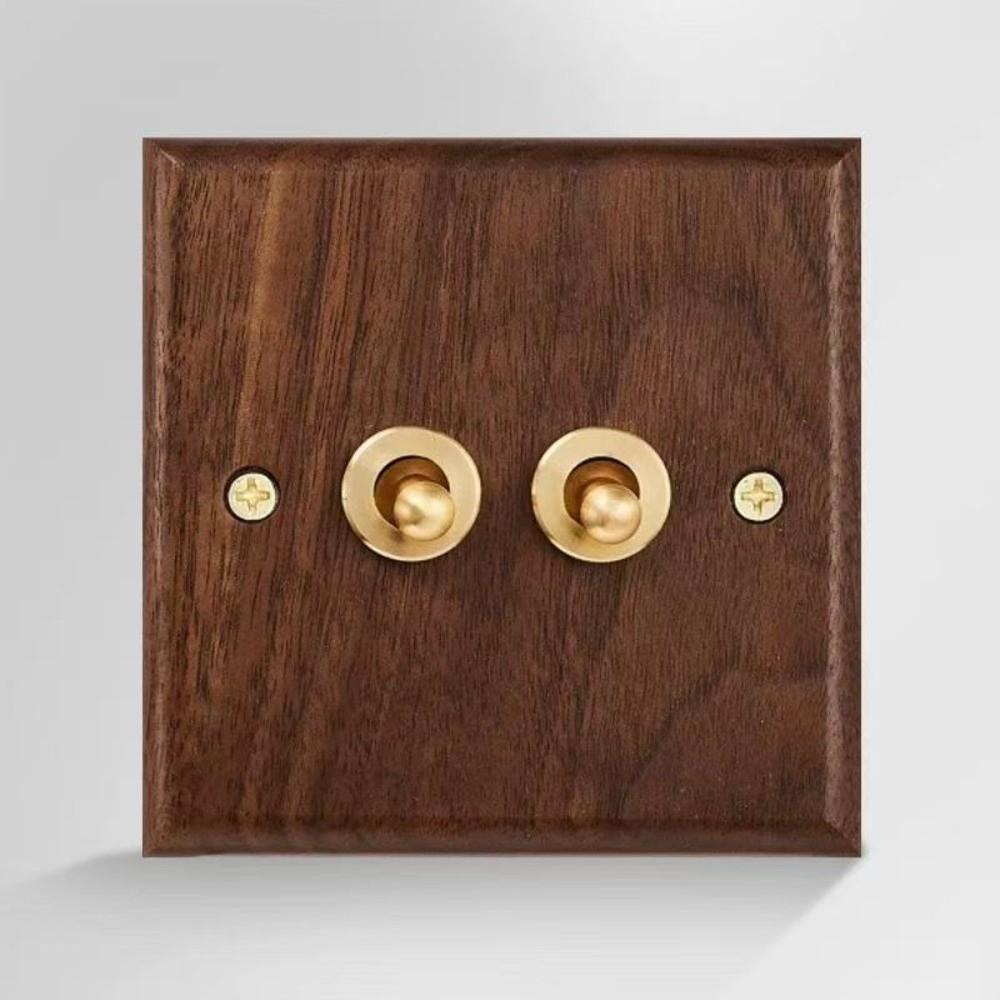 86 Type Wall Light Switch Panel Walnut Wood Brass Lever Wall Switch  Cafe Renovation