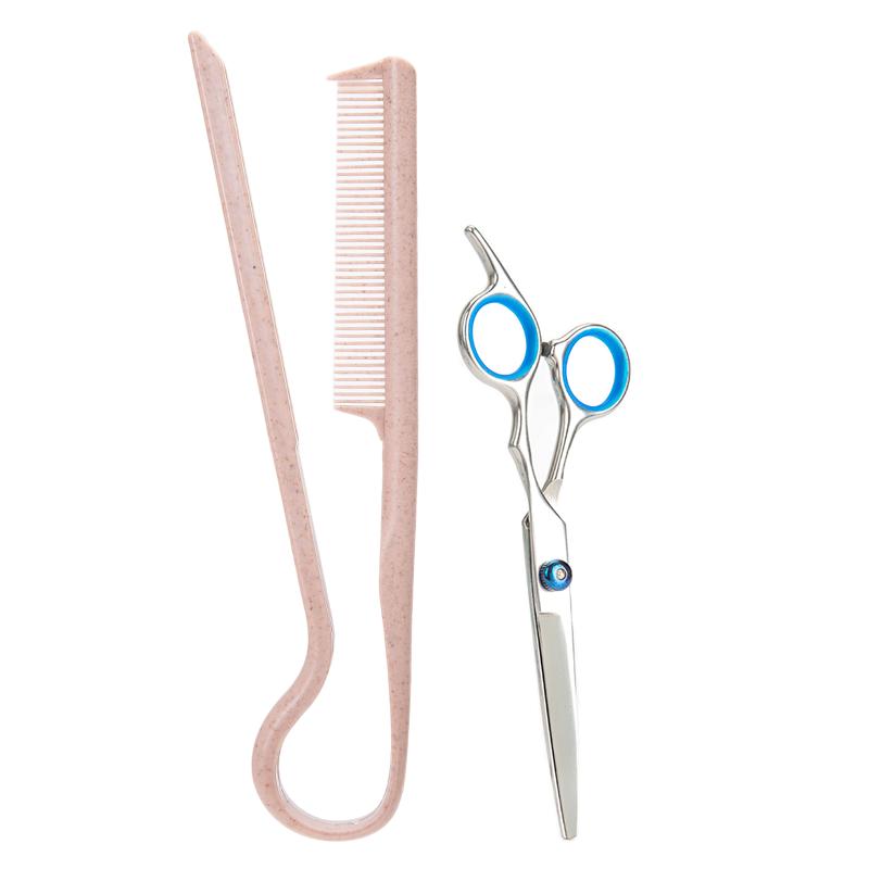 2pcs/set V-shape Flat Comb with Scissors Salon Hair Straightner Brush Professional Haircutting Scissors Home Salon Accessories