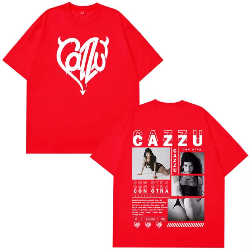 Singer Cazzu Con Otra New Album Vintage Tshirt Unisex Unisex Loose Casual Tshirt Cotton Aesthetic High Quality Oversized Tshirtss
