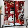 2 Pieces Red Christmas Pattern Window Curtains for Living Room Festive Christmas Balls Curtains for Your Home Decoration