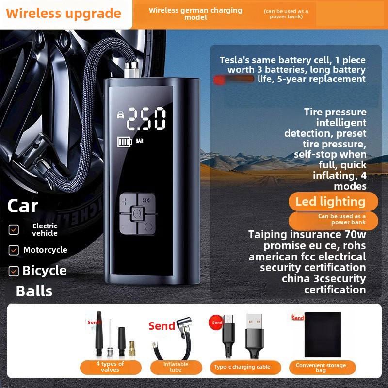 Portable Car Air Compressor Pump, 12V Digital Tire Inflator with Pressure Gauge, Auto Tire Pump with LED Light