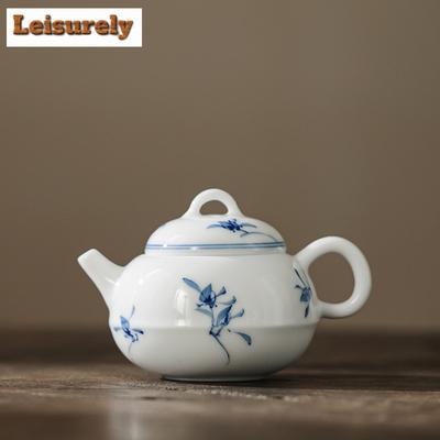 Teiera con Orchidea Farfalla Dipinta a Mano da 110 ml Elegante Vaso in Porcellana Bianca Bollitore per Tè Domestico Forniture per Caffetterie Ornamenti