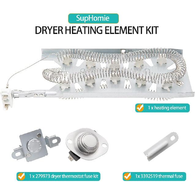 Dryer Heating Element Kit Compatible with Maytag Epic z Bravos MED5630HC1 MED5630HW1 MED5630HW0 MED5630HC2 MED5630HW2 MED5630HC0 MED5500FW2
