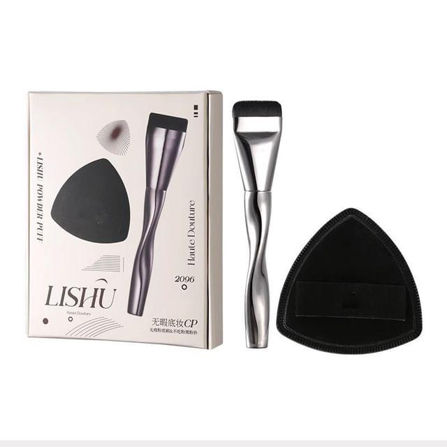 

Stapi - Set: Flat Foundation Brush + Powder Puff Set of 2 Pcs & Silver