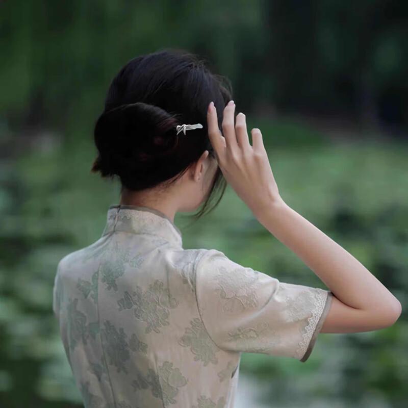 Jiu Wen Bao Stříbrná 925 Zelený Bambusový Vlasový Špendlík