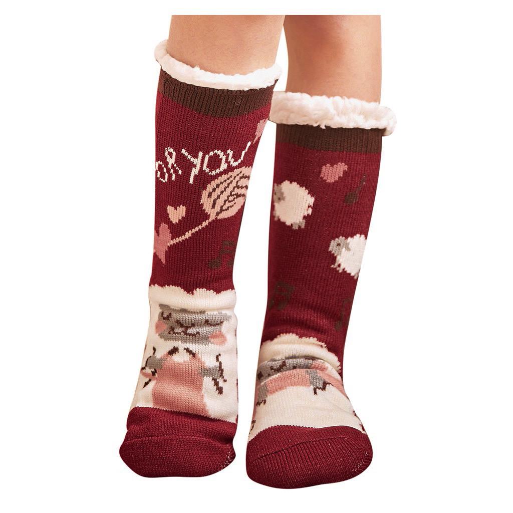 Christmas Women Cotton Socks Print Thicker Anti-slip Floor Socks Carpet Socks