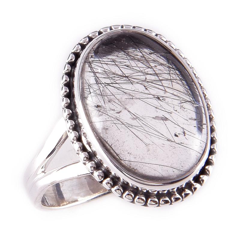 Natural Black Rutile Gemstone Handmade 925 Solid Sterling Silver Ring S.9 Y2c71