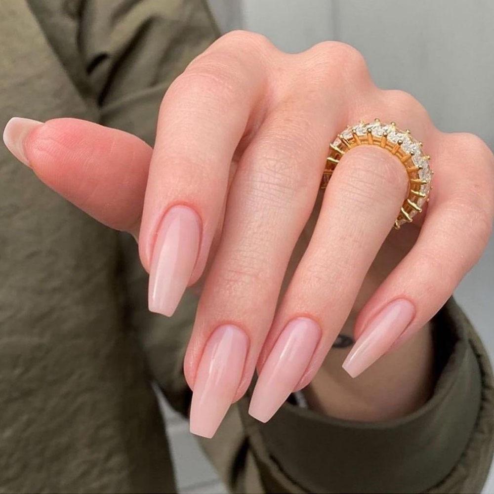 Wearable Manicure Patches, Long Ballet Nails, Pink And Simple Gradient Color Fake Nails, 24 Pieces In Box
