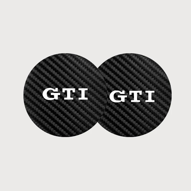 

For VW 2Pcs Carbon Fiber Coaster Car Water Cup Anti-slip Pad Mat For Volkswagen Golf 5 6 Tiguan Jetta Passat Scirocco Arteon T
