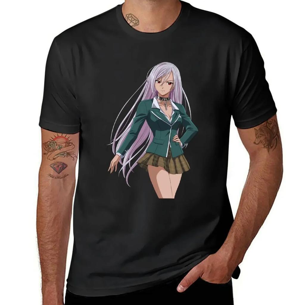 Oversized Sweat Blacks Funny T Shirts for Men Moka Akashiya Rosario Vampire T-Shirt for A Boy Men Clothing Harajuku Summer Funny
