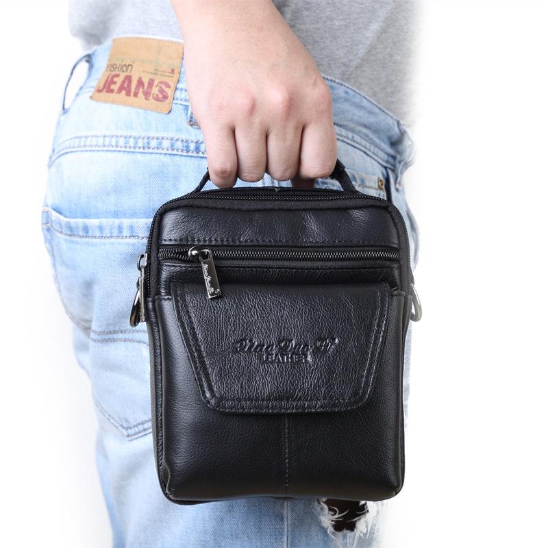 Genuine Leather Men's Messenger Bag 7-inch Mini One-shoulder Small Bag Multifunctional Backpack Cowhide Casual Men's Bag Handbag