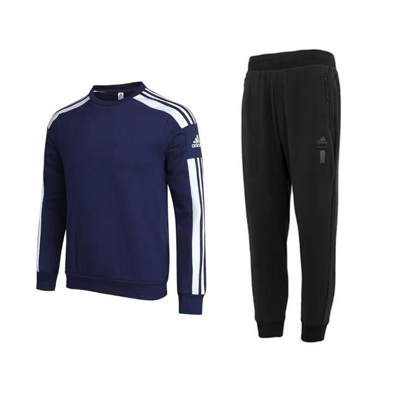 

Adidas Color Block Striped Design Versatile Pullover Two-Piece Mid-Rise Long Pants Hoodie Set Men sets GT6639+IA8187 S