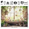 2D Happy Easter Backdrop Cloth 2D Print Floral Garden Bunny Living Room Wall Decor