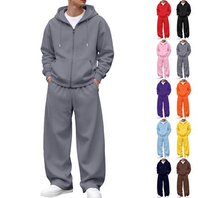 Men's Winter Hooded Zip-Up Hoodie and Sweatpants Set - Casual Loungewear Tracksuit