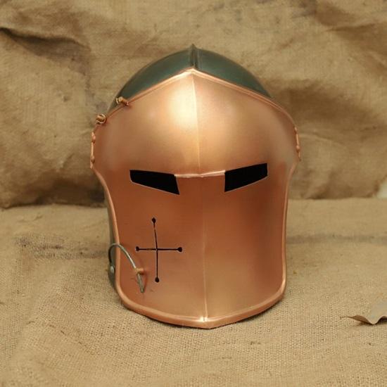 

Medieval Crusader Helmet Copper Green Knight Armor Handmade Cosplay