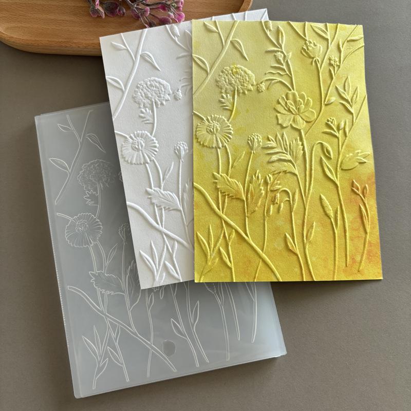 1pc 3D Texture Clip Plastic Embossed Pattern Board DIY Printing Clip Mold Paper Embossing Folders Flowers Card Making Supplies