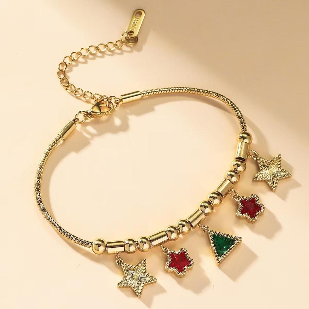 Cherry Epoxy Titanium Steel Bracelet for Women - Sweet Dopamine-Inspired Design