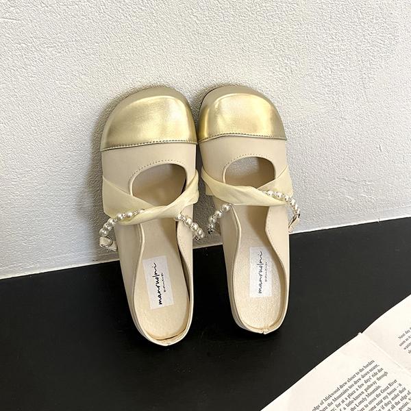Fashion Female Shoes Slippers Flat Mules For Women 2025 Shallow Slides Cover Toe New Mary Janes Bling Mules For Women 2025 Female Shoes