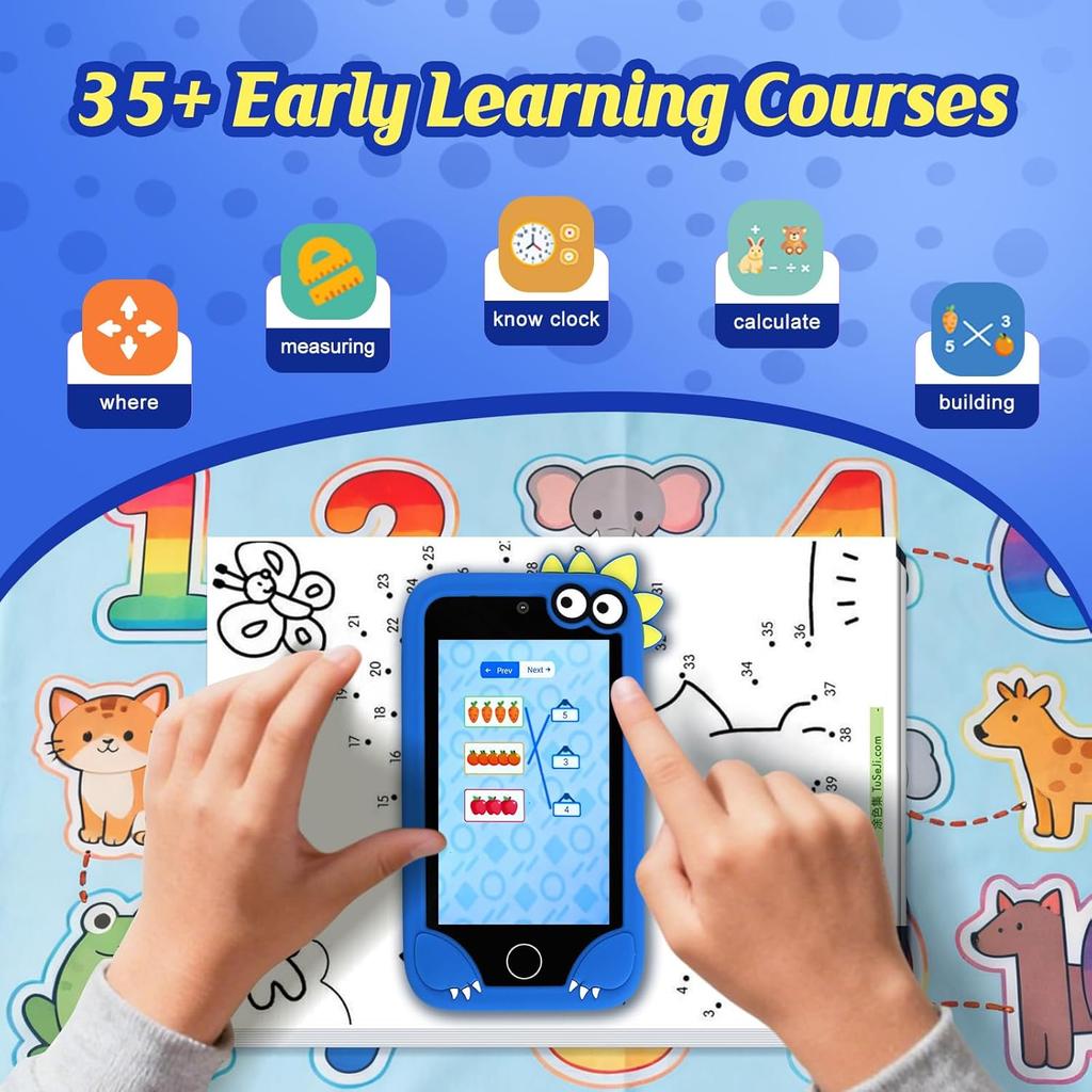 4.0'' Kids Smartphone Touch Screen 1G+8G Leaning Puzzle Game For Children Dual Cameras Children Birthday Gift Phone Toy 1200Mah