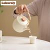 Exquisite Cream Yellow Ceramic Tea Pot Candle Heating Tea Warmer Base Tea Maker Baking Stove Boiling Water Kettle Furnace Holder