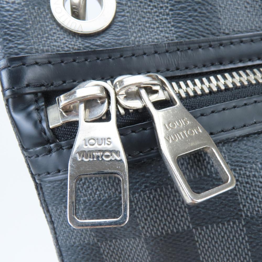 Used LOUIS VUITTON Shoulder Bag Hunter N41656 Damier Grafitte/leather black gray Messenger