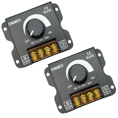 HTharros LED Dimmer Switch, DC12-24V 30A, Volume Control, Stepless Dimming Controller, Set of 2 with Lid