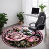 1pc Rose Window Office Round Area Rug, Indoor Mat Suitable For Office, Under Office Chairs Bedroom Living Room Home Decor, Room Deco