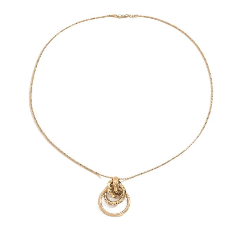 Minimalist Vintage Gold Geometric Circle Pendant Necklace Women Long Chain Adjustable Snake