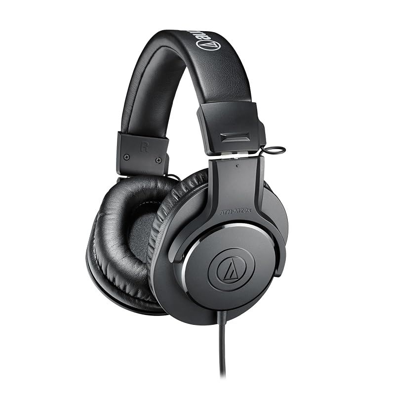 Audio-Technica ATH-M20x Professional Monitor Headphones, Wired, for Studio Recording/Instrument Practice/Mixing/DJ/Gaming/Monitor Headphones [Domestic