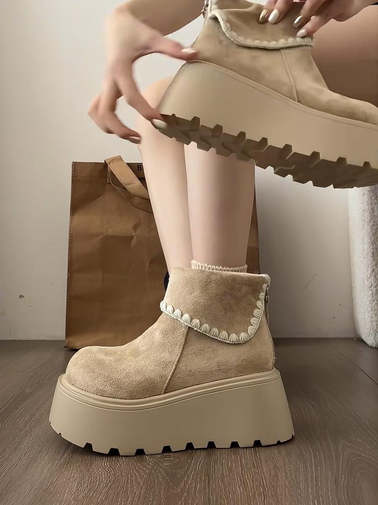 Cowhide Version~ Thick-soled Inner Height-increasing Short Boots for Women's Autumn and Winter New Leather Small Martin Boots