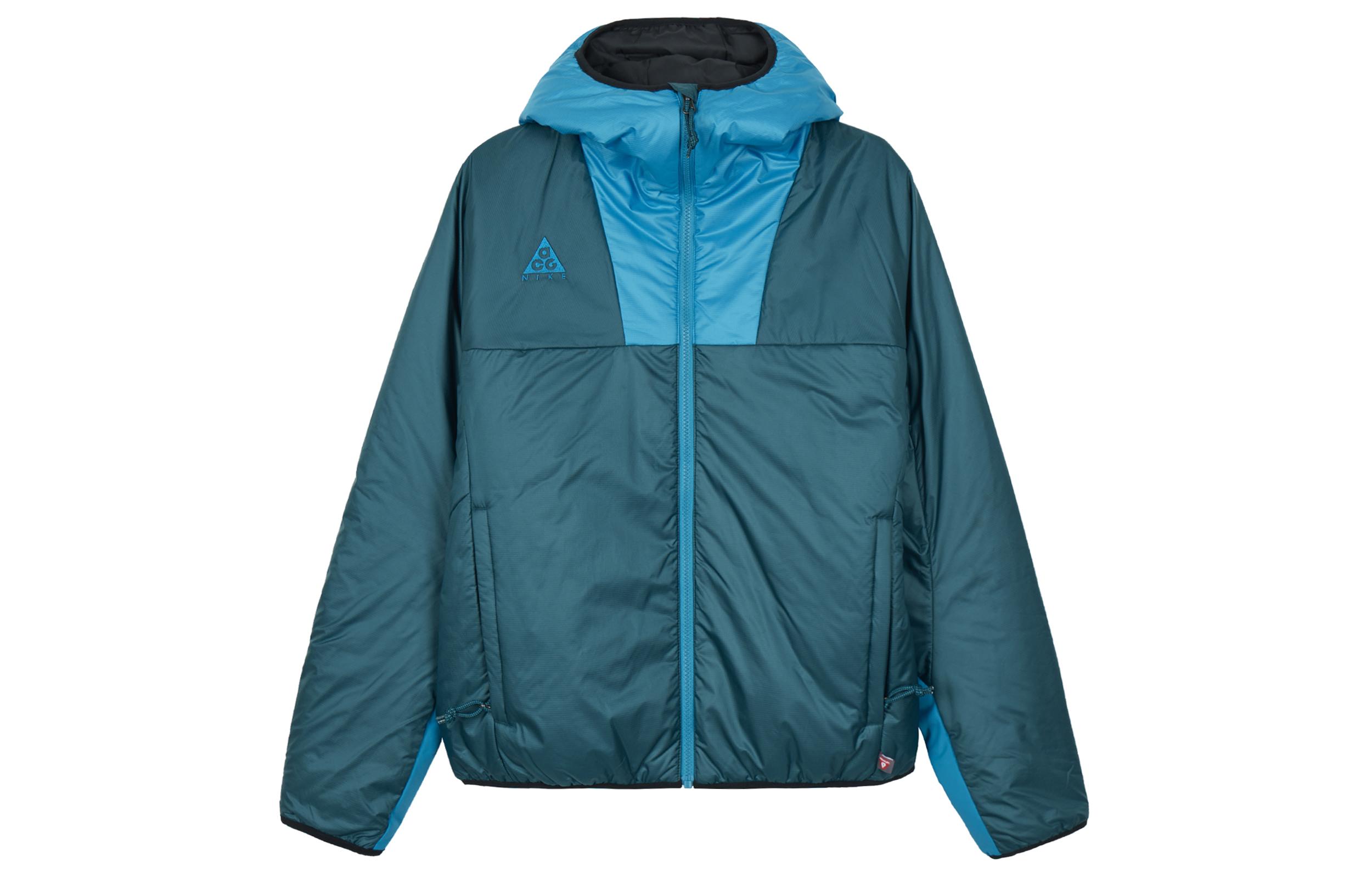 Nike ACG Puffer Jackets Unisex Blue Hooded Moderate Patchwork Puffer Jacket CD7651-347 XL