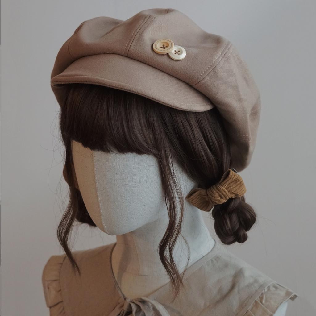 New Original Handmade Cloud Hat Beret Autumn and Winter Warm Brown Newsboy Hat Korean Version Japanese Style Versatile and Small Face