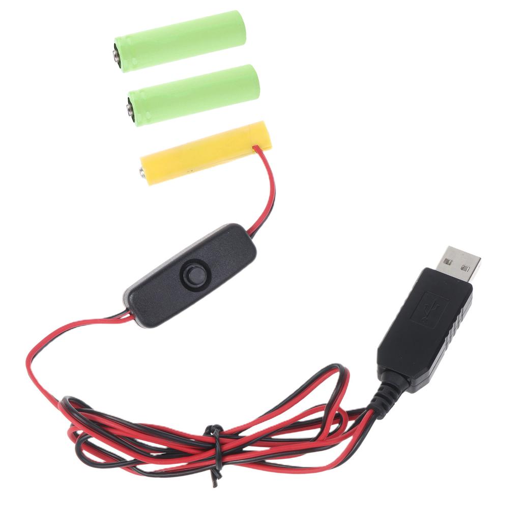 USB Power Converter False Battery Eliminators Cable Cord Replace 3x 1.5V AA LR6 Batteries for LED Light Electronic Toy