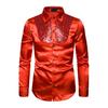 Men Retro Glossy Shirt Lapel Button-up Shirt with Sequins Vintage Formal Shirt for Disco Bars Nightclubs Parties
