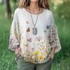 Summer Tops For Women Cute O Neck 3/4 Sleeve Blouses Floral Print Top Casual Shirts