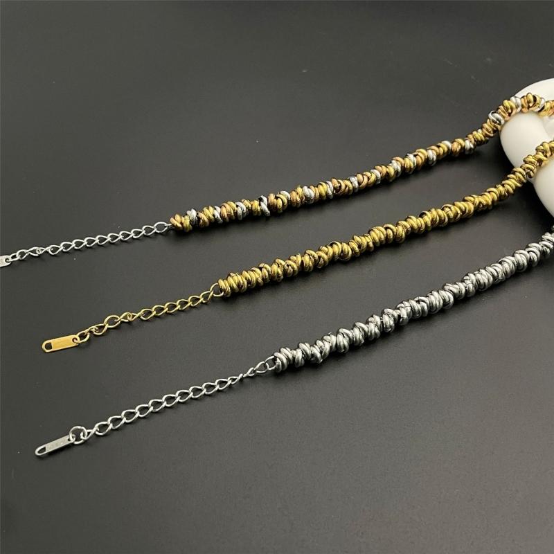 Retro Chain Bracelet in Stainless Steel with Lobster Clasp, Rounded Bead Links and Casual Daily Wear Looks for Styling