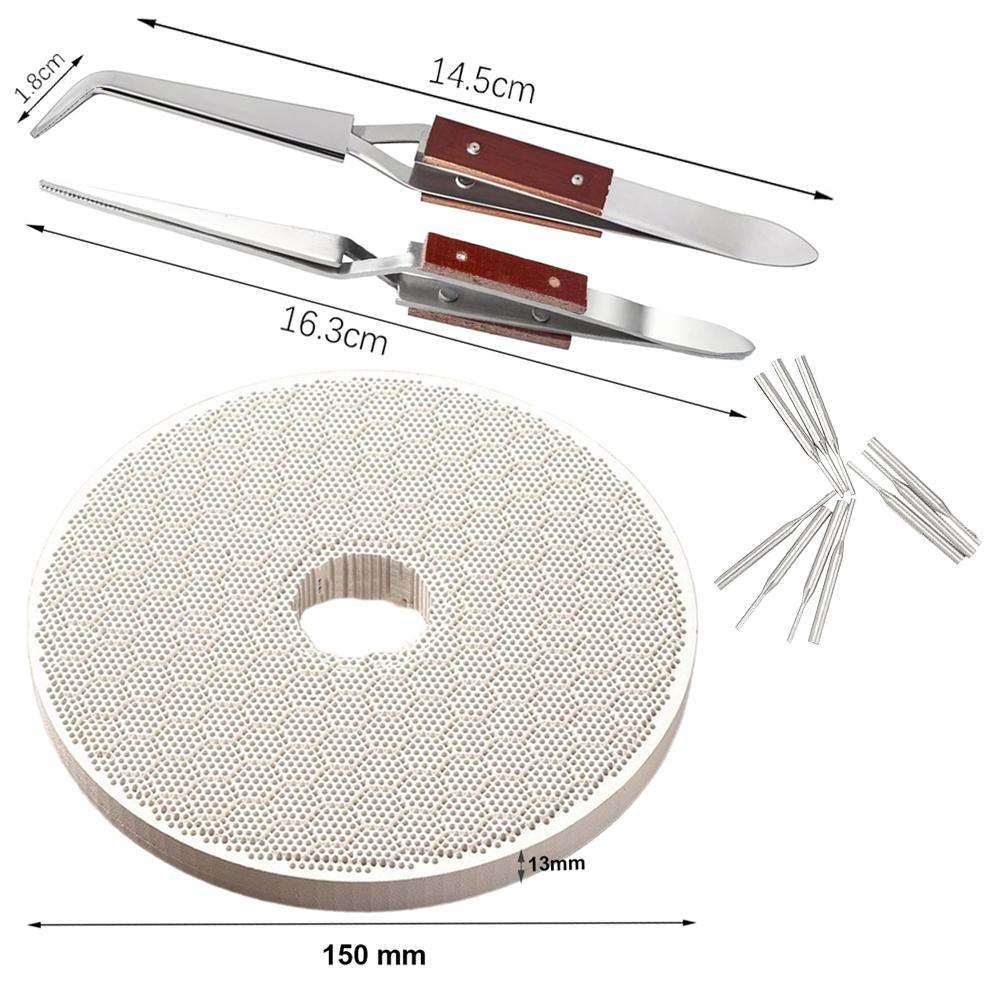 Ceramic Honeycomb Soldering Plate Reverse Tweezers Heat Resistant Pad Includes Ceramic Casserole for Jewelry Making Jewelry Soldering Kit
