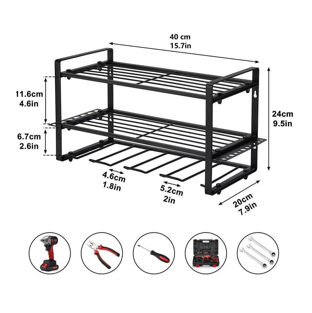 4-Tier Wall-Mounted Electric Tool Storage Rack