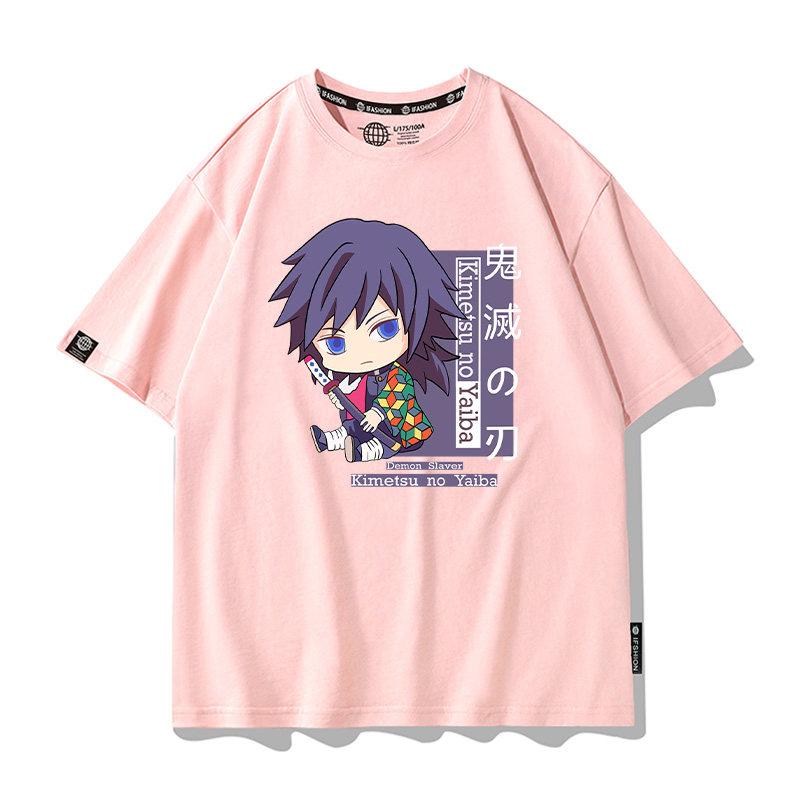 Summer Cartoon Ghost Killing Blade Summer Anime Cotton Cartoon Printing New Unisexs and Womens Casual Round Neck Short Sleeve
