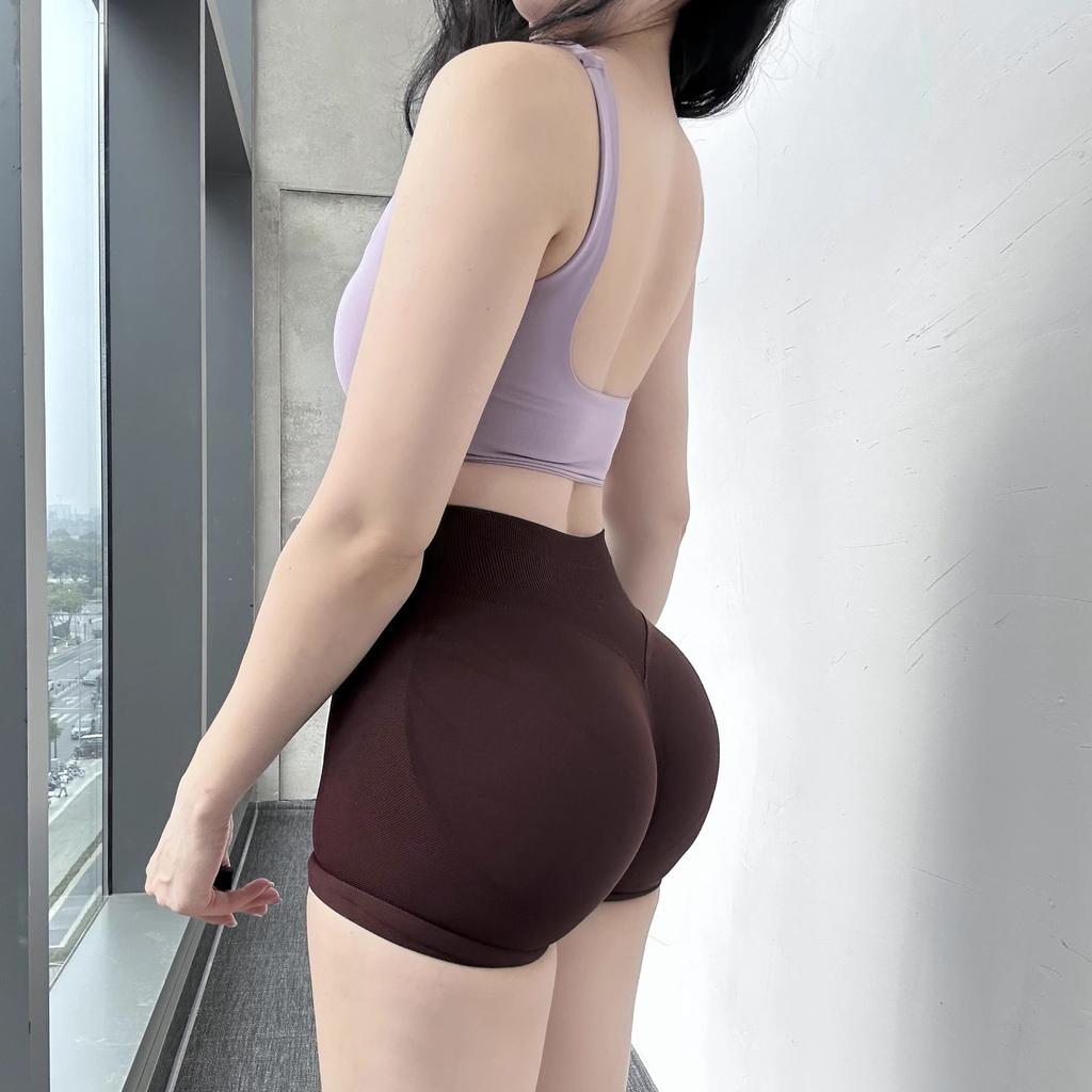 DF new color peach showing buttocks and lifting buttocks fitness high waist tight belly three-point shorts fitness shorts women's summer
