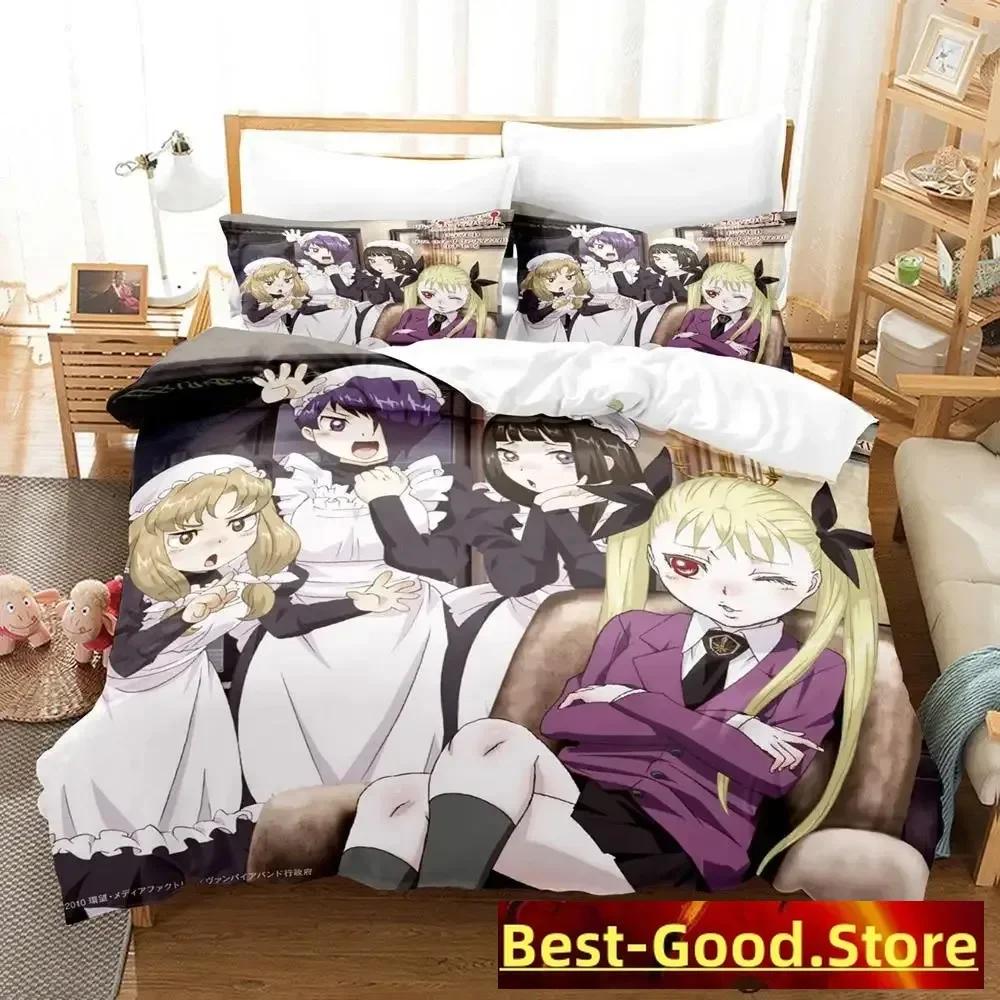 Kawaii Dance In The Vampire Bund Bedding Set Single Twin Full Queen King Size Bed Set Adult Kid Bedroom Duvetcover Sets Anime EU Single(135*200cm)3pcs