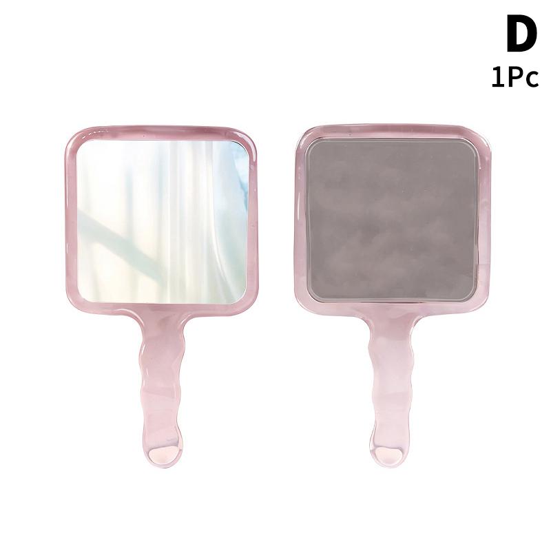 Square Mirror Pink Hand Mirror Creative Wave Pattern Handheld Makeup Mirror Home Decor Vanity Mirror Travel Portable Beauty D